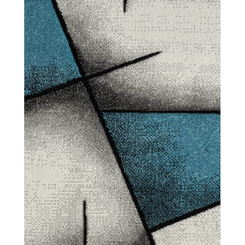 Tapis d'intérieur en polypropylène doux sculpté à la main Abtsract, Rectangle 5 pi 3 po x 7 pi 7 po