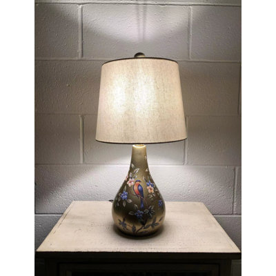 Gold Ceramic Table Lamp Birds Flowers LED Bulb Included For Living Room Bedroom Bedside 10"W*10"D*20"H