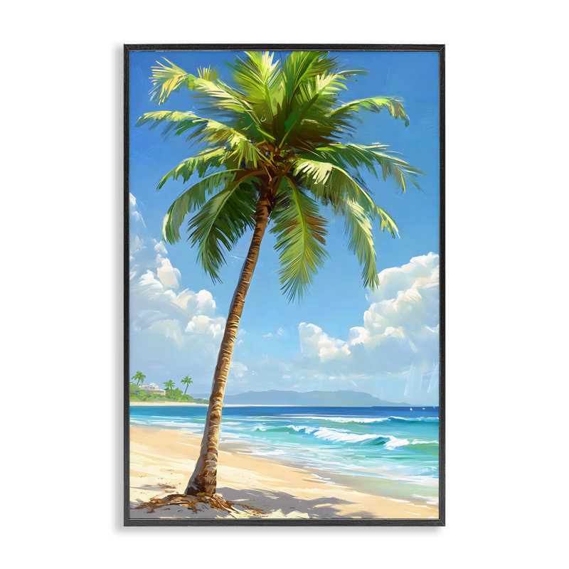Abat-jour de palmiers, estampe numérique, design par LSR Design Studio, Giclée encadrée noir minuit, H 24 po x l 16 po