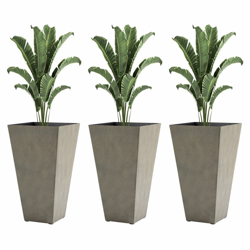 Set Of 3 Planters With Drainage Hole, Outdoor Flower Pots, Indoor Planters For Porch Patio And Deck