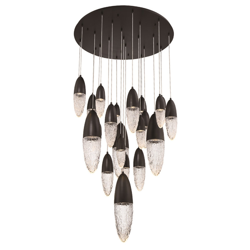 Lustre 22 lumières Écrou, Noir, noir, noir, noir