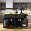 Grand îlot de cuisine roulant avec abattant, prise de courant, supports de rangement internes, 5 supports latéraux ouverts, 2 tiroirs, une tablette réglable-63030848