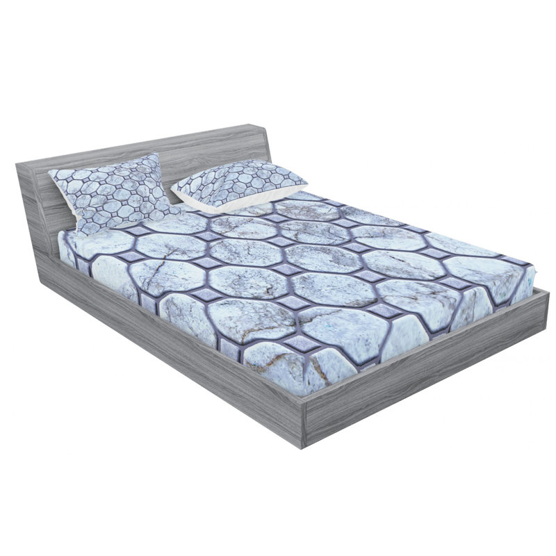 Microfiber Geometric Sheet Set, Queen Sheet Set with Fitted Sheet