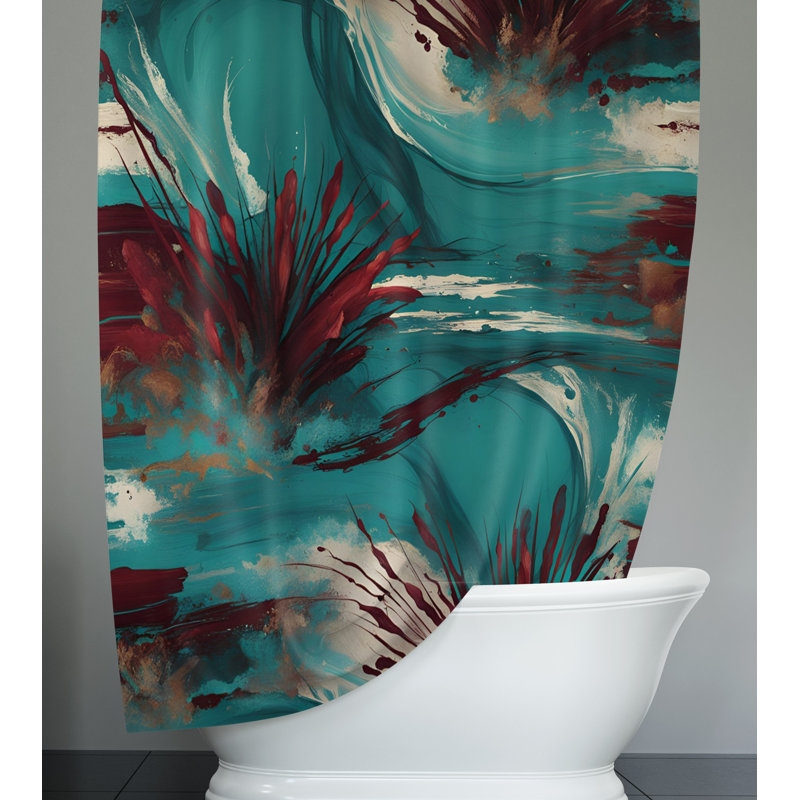 Rideau de douche abstrait Dormendo, H 93 po x l 70 po