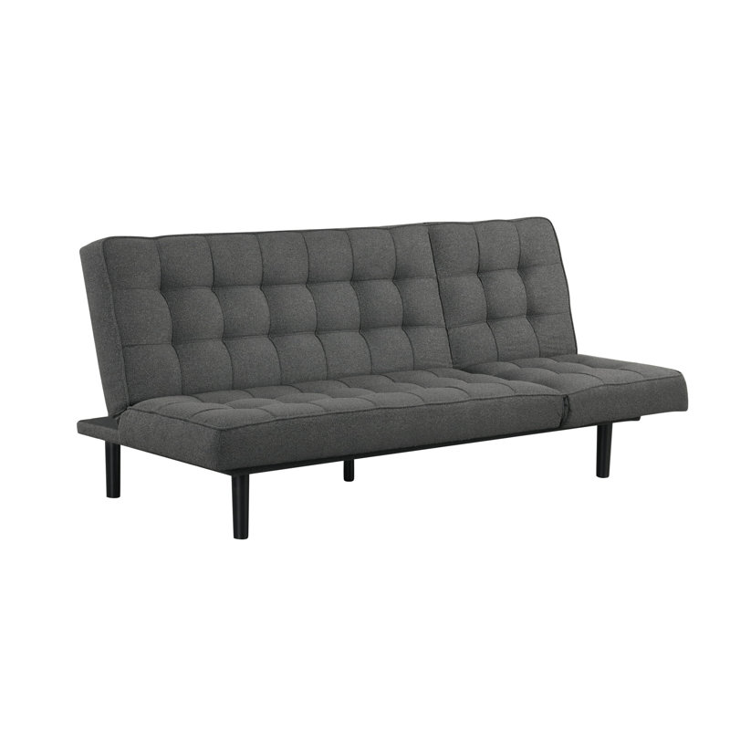 81" W Contemporary Futon Sofa, Dark Gray, Dark Gray