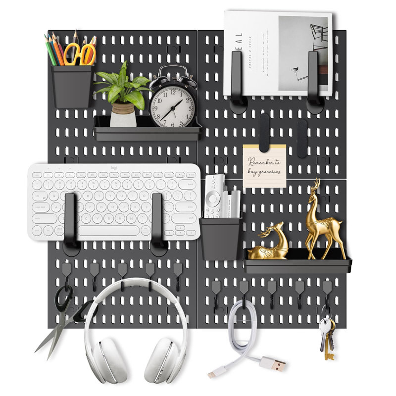 Wall Organiser Pegboard Combination Kit , Black