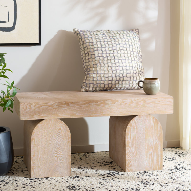 Banc de rangement Maez, Blanc décoloré