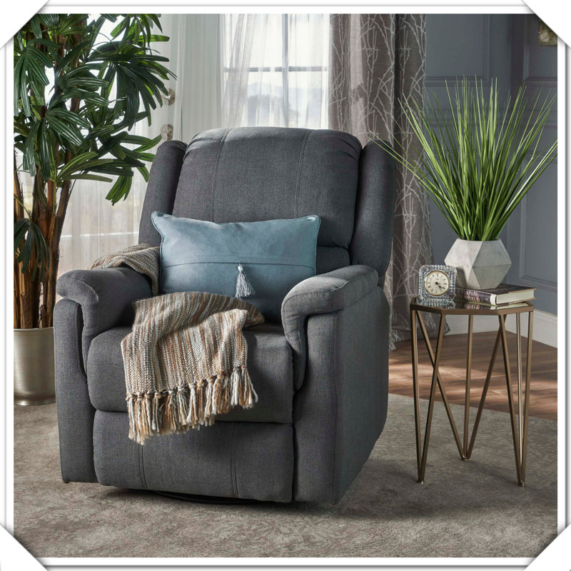Glider Swivel Recliner Comfortable Stylish Durable Practical Versatile Supportive Adjustable, Slate Microfiber / Microsuede