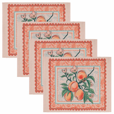 Anemone Peaches Polyester Floral Rectangle Placemat