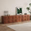 Grand meuble télé 91,32 po de style Mid-Century moderne, centre de divertissement en bois à 8 tiroirs, console multimédia au fini noyer pour le salon-1872119582