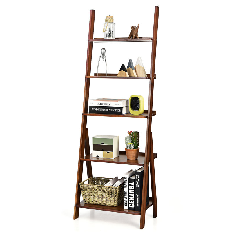 Mouin 152 cm H x 33 cm W Solid Wood Ladder Bookcase