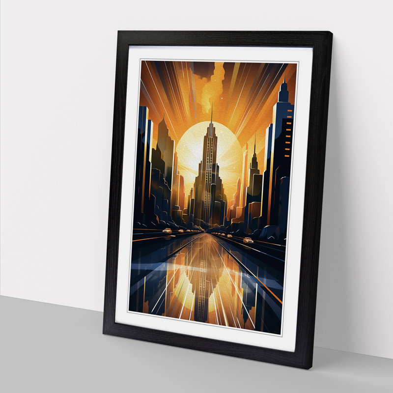 Skyline Art Deco No.2 - Framed Print, Black Framed, 46cm H x 34cm W