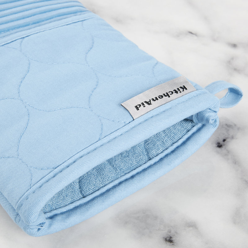 Blue Velvet Quilted Cotton Kitchen Towel, Oven Mitt & Potholder Set