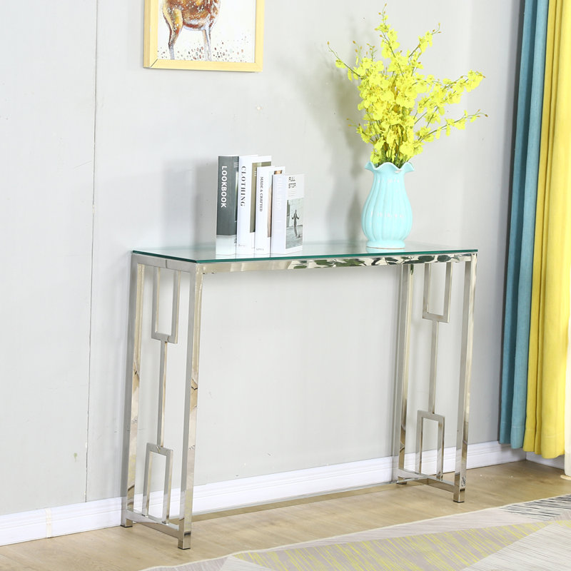 Downend 41'' Glass Top Console Table