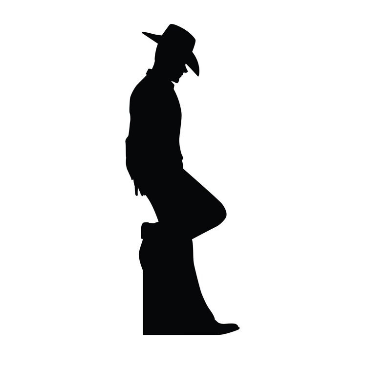 Full body cowboy silhouette in style of expert silhouette artist- light  study in style on white background on Craiyon