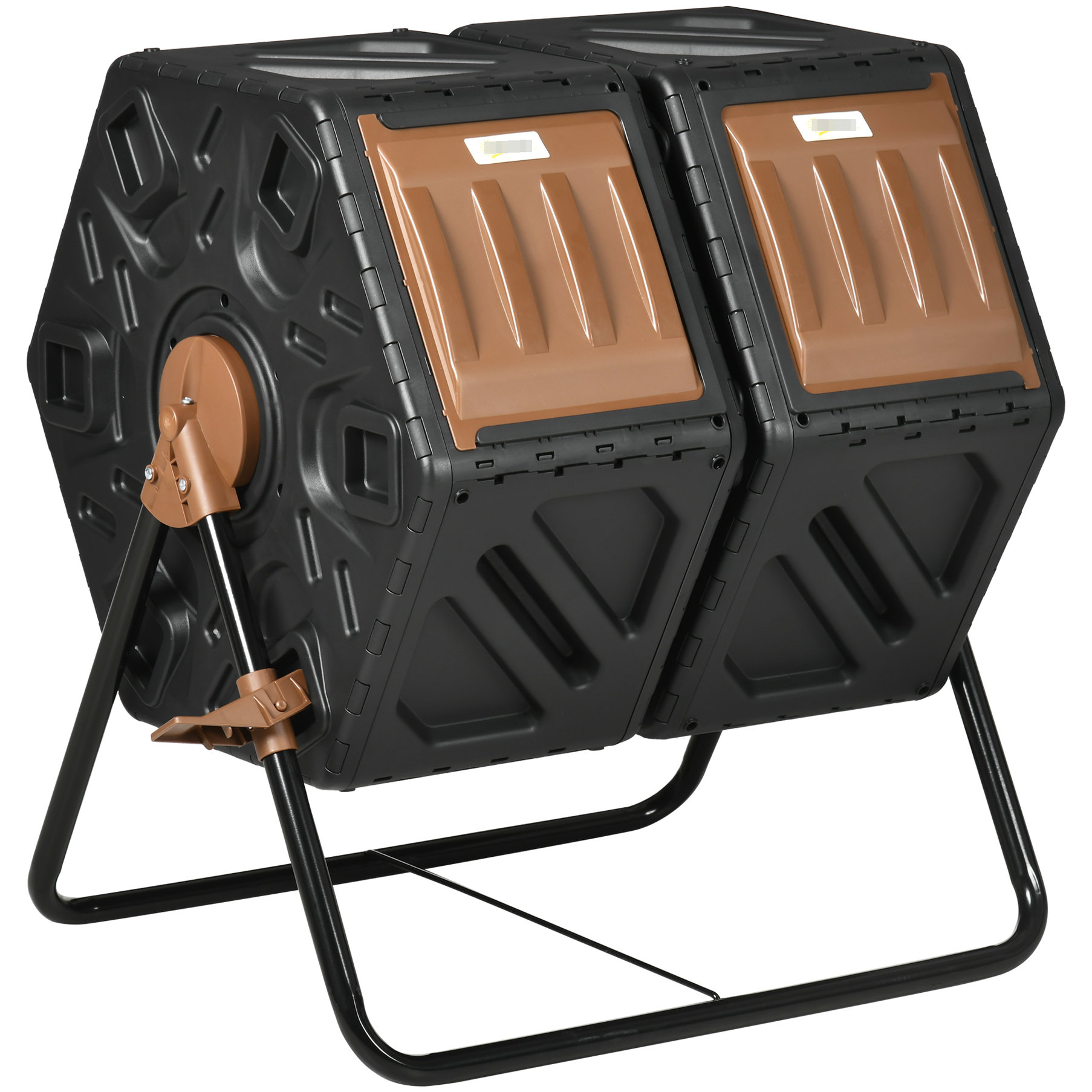 Ebern Designs Dual Chamber Compost Bin, 34.5 Gal - Outdoor Tumbler With ...