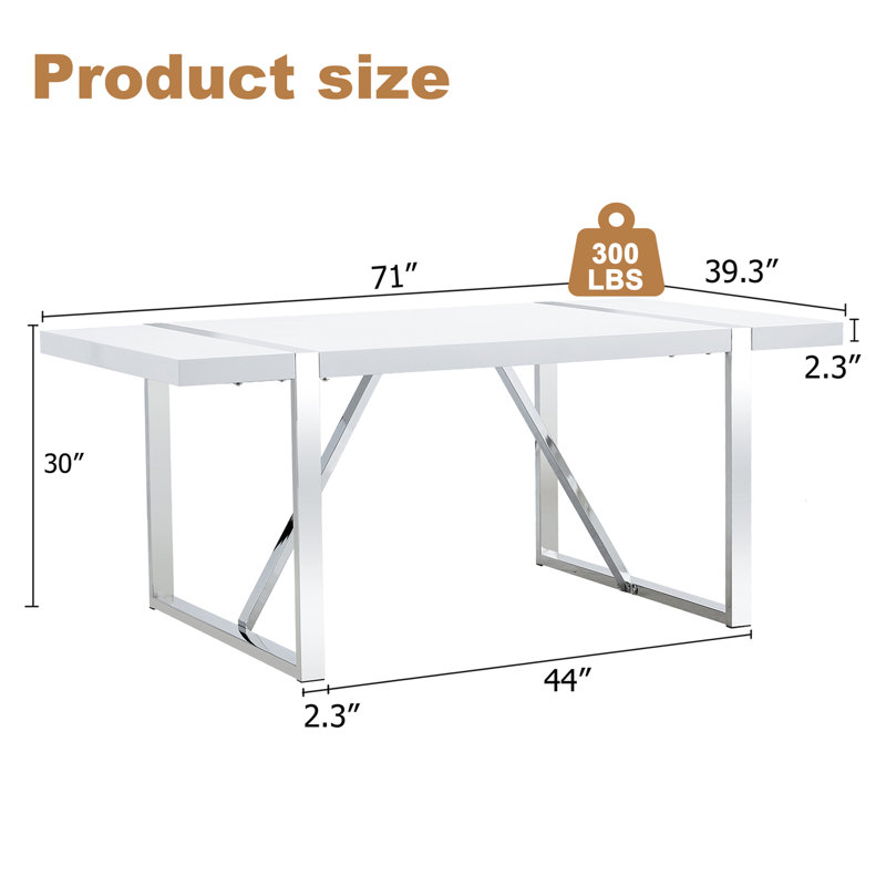 Table de salle à manger L 71 po avec base en métal