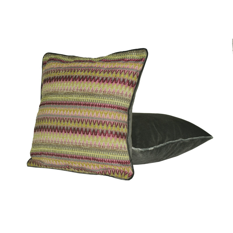 Isaacs Geometric Square Cushion, 49cm x 49cm, Filled Cushion, Pink