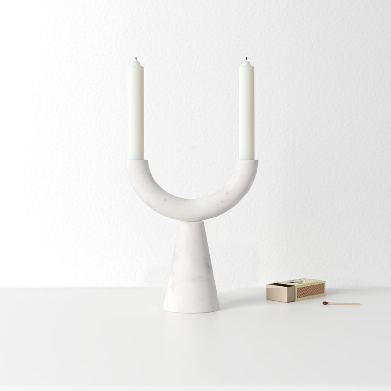 10" Stone Tabletop Candelabra