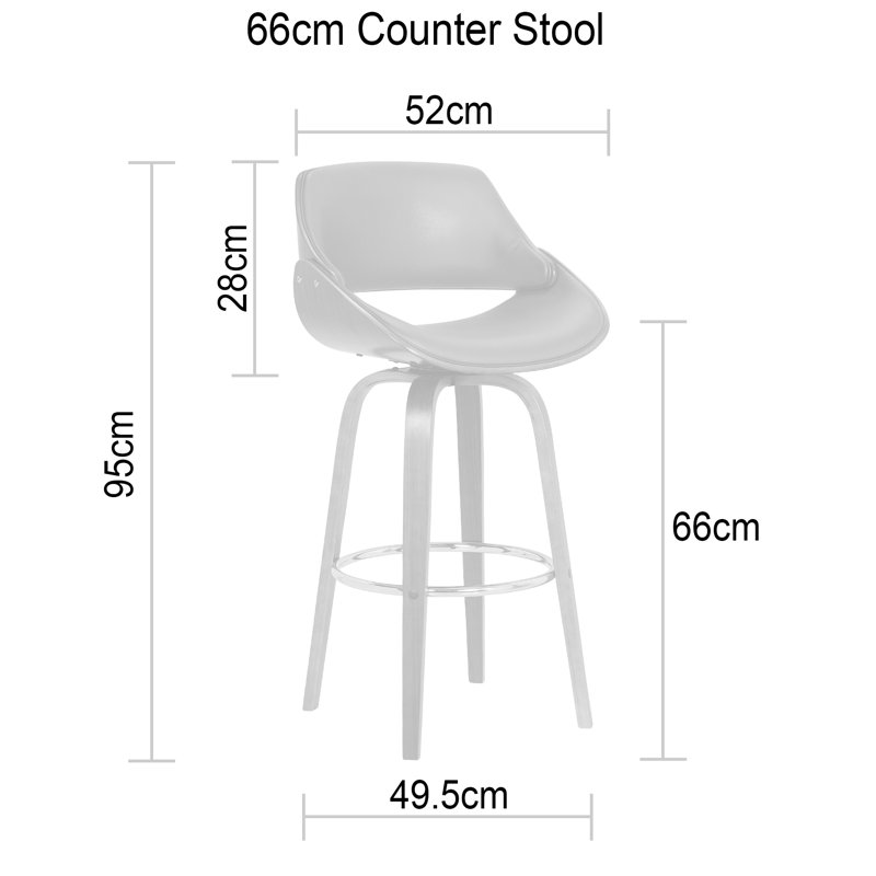 Farrish Swivel Upholstered Counter Stool, Walnut, Counter Stool (66cm Seat Height)