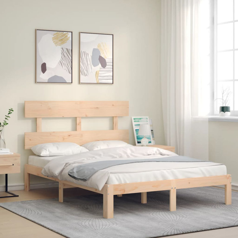 Bed Frame with Headboard, Natural, 120 x 190cm