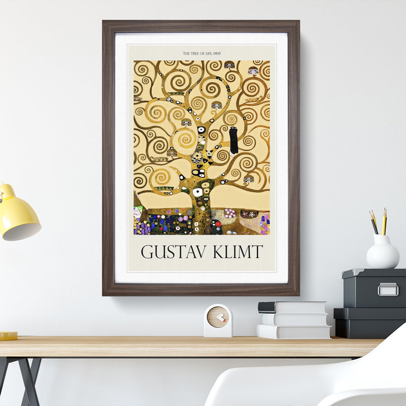 The Tree of Life by Gustav Klimt - Picture Frame Painting, 65cm H x 48cm W x 2cm D, Walnut Framed