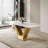 71'' Modern Rectangle Dining Table, Marble Kitchen Table with Gold Stainless Steel Base