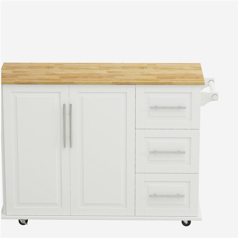 A large capacity kitchen island cart with an expandable top