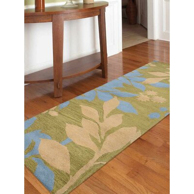 Cohocton HAND TUFTED WOOL ECO-FRIENDLY AREA RUGS, Green Color, Floral Design -  Alcott HillÂ®, BA1778728C2F4309A1A1C733A18CDAE4