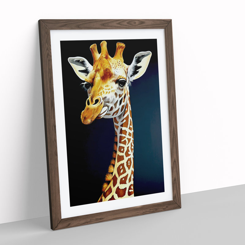 XV1022-515X Amazing Giraffe - Single Picture Frame Print, 34cm H x 25cm W x 2cm D, Walnut