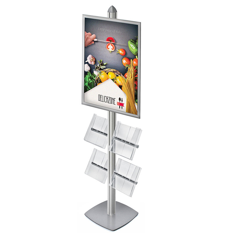 Silver Metal and Acrylic Brochure Display Kit with Flat Base