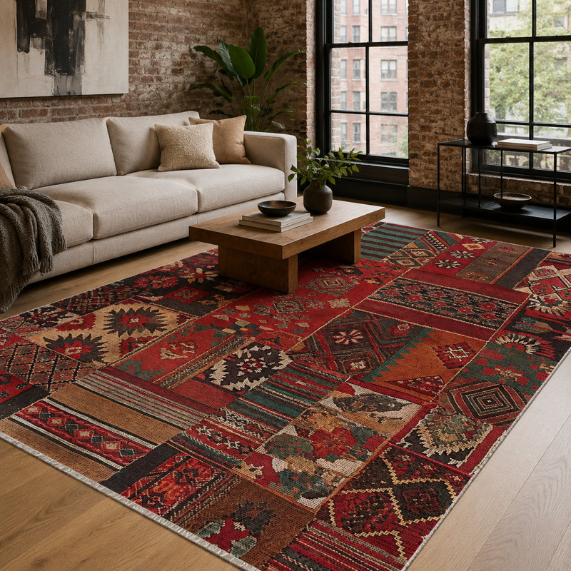 Oriental Cotton and Chenille Flatweave Area Rug, 60 x 100 cm