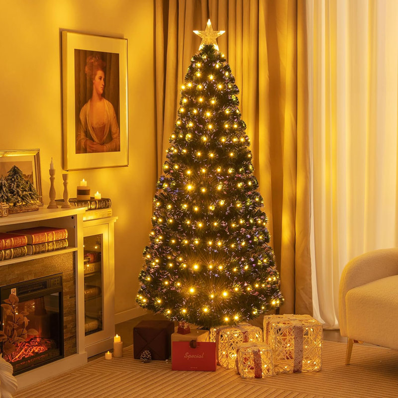 Lighted Artificial Pine Christmas Tree, 180cm H