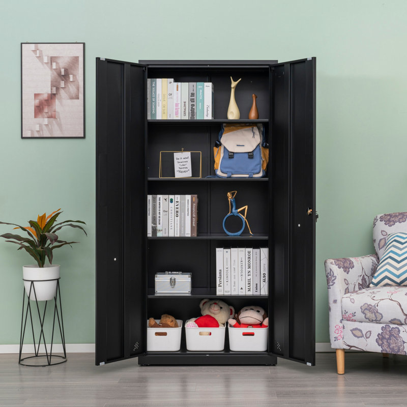 Office Storage Cabinet, Filing Cabinet, High Storage Cabinet With 2 Doors For Home, Office, Lateral Filing Cabinet For Storage