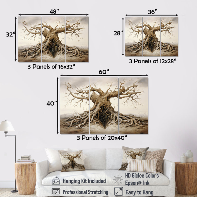 Ensemble d'art mural sur toile, "Twist Roots", H 32 po x l 48 po x P 1 po
