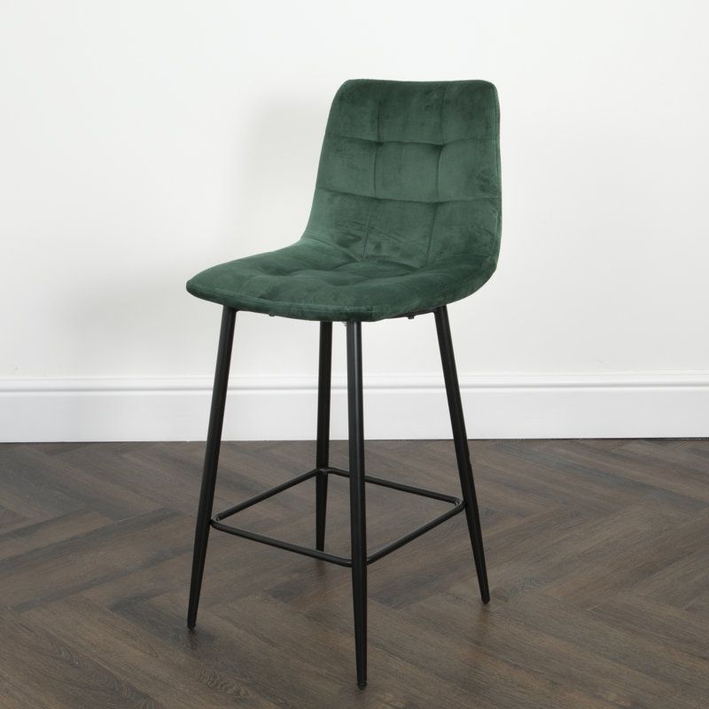 Olsburg Upholstered Counter Stool with Metal Frame, Black, Green