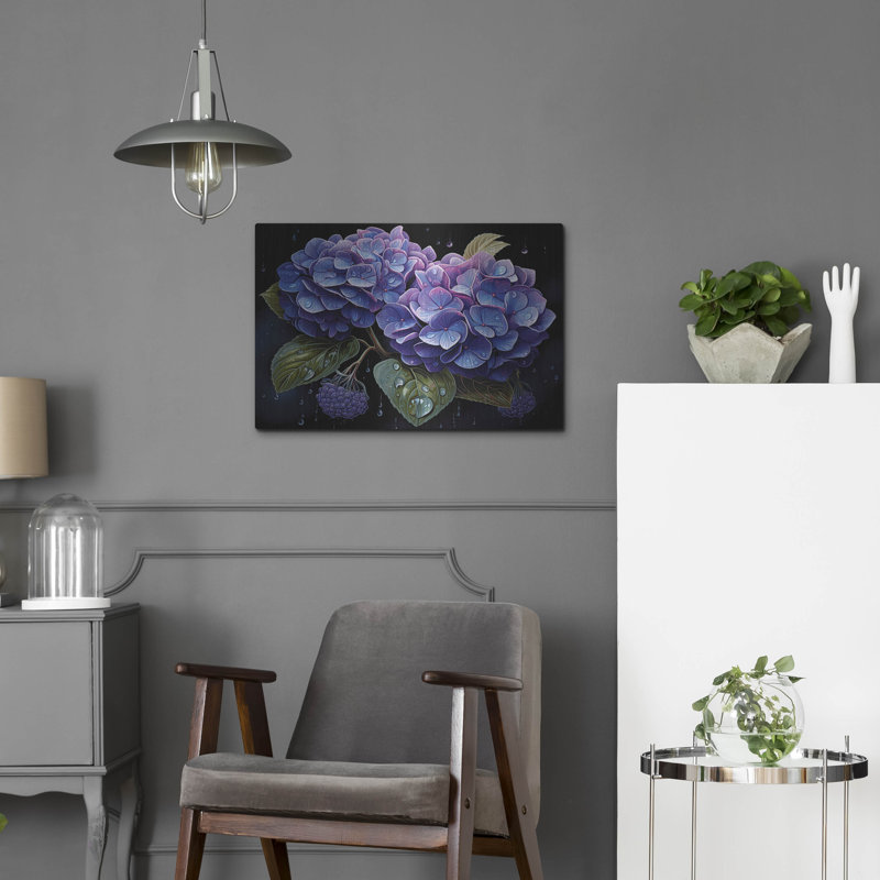 «Blue Hydrangea» par Momart, art mural en métal, H 16 po x l 24 po