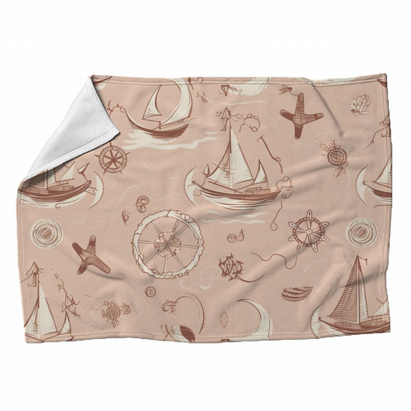 Machine Printed Throw Blanket, Geometric, 80" L x 60" W, Pink/Beige