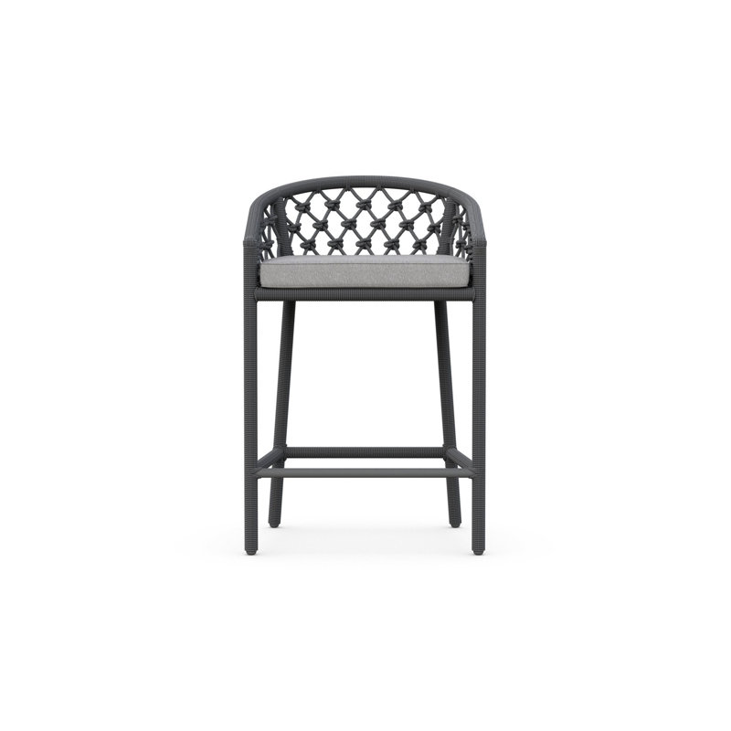 Amelia Patio Bar Stool with Cushion, 28.35" H, Charcoal