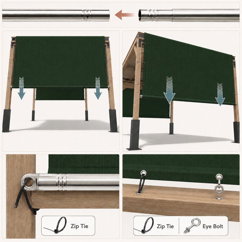 Auvent de remplacement pour abat-jour haute densité avec tige lestée en acier inoxydable Colourtree, 10 pi x 11 pi, Vert