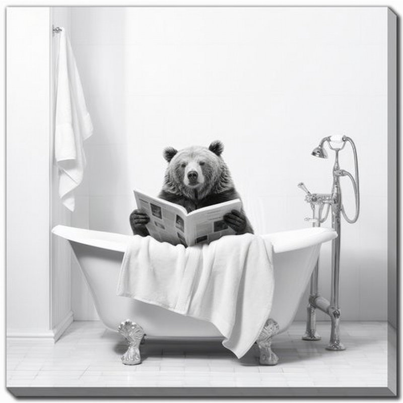 Art sur toile Artful Bear Bath, H 24 po x l 24 po