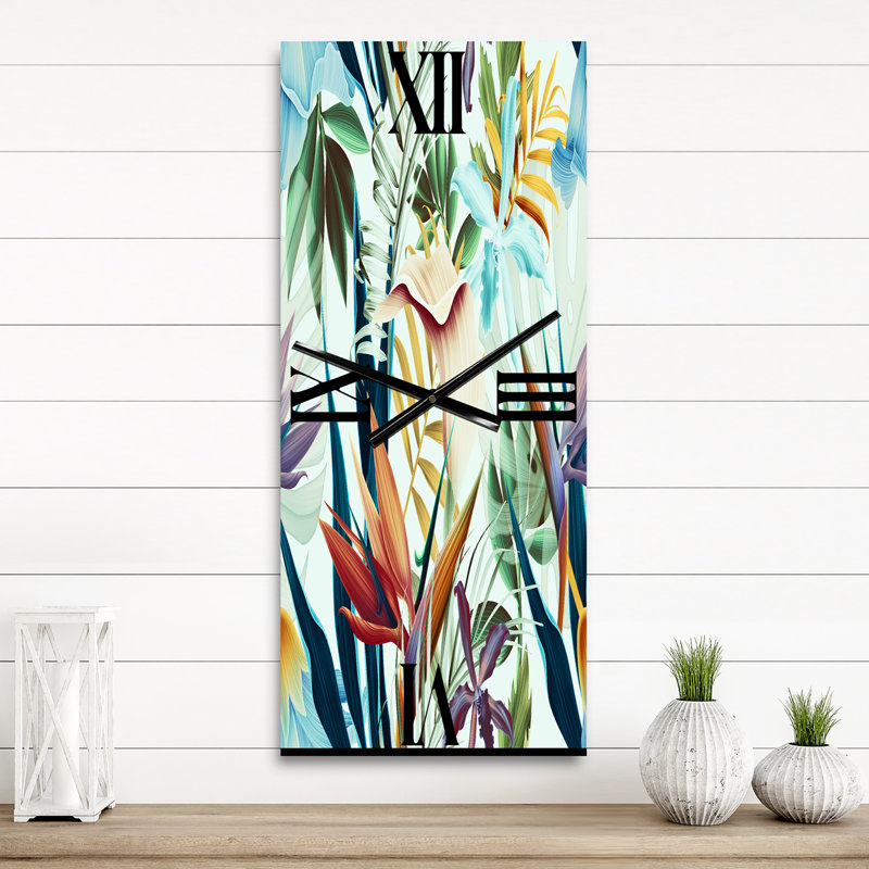 Horloge murale fleurs tropicales I, Grand