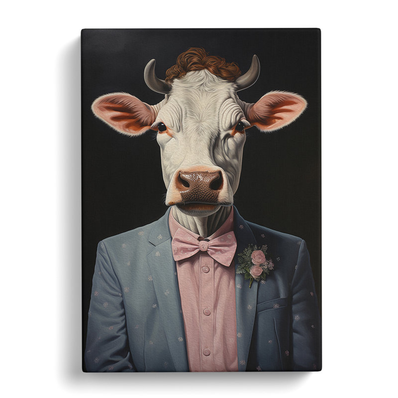 Cow In A Suit Painting No.2 - Wrapped Canvas, 60cm H x 40cm W x 3cm D