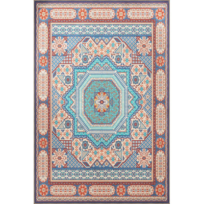 Multicolored Traditional Motif Ethnic Patterned Vintage Decorative Carpet