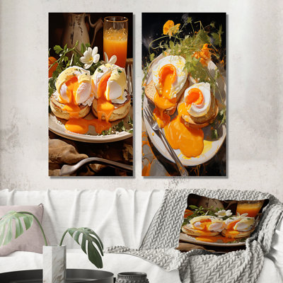 Benedict Eggs Breakfast - Petit déjeuner, ensemble de 2 reproductions d'art en métal