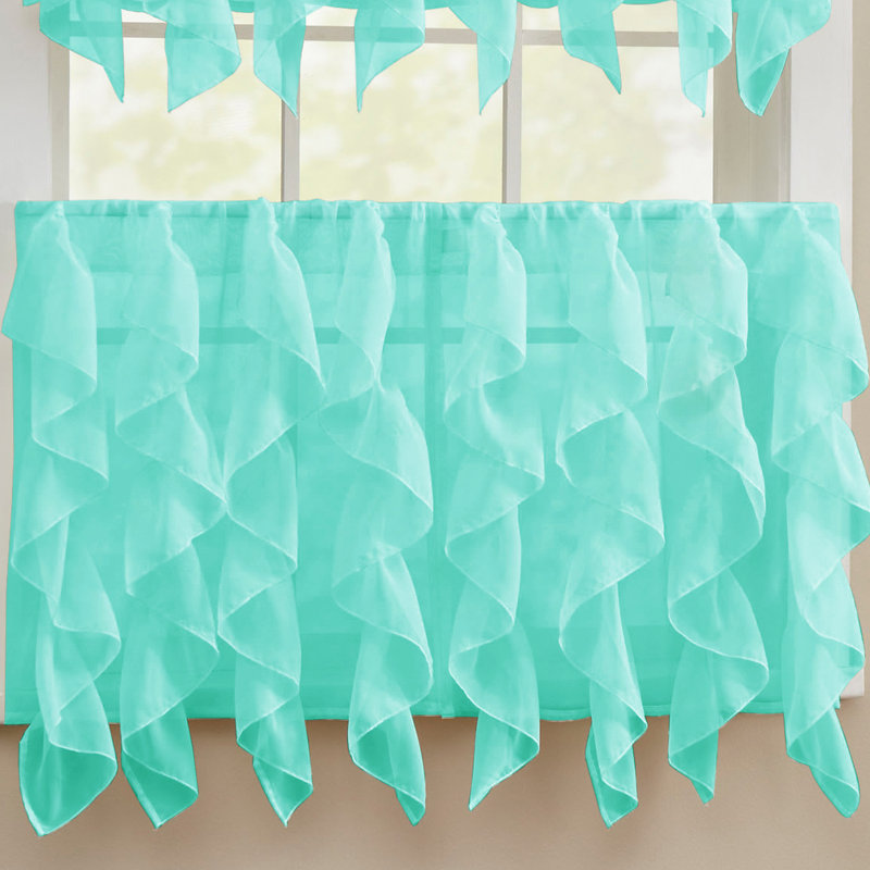 Frye Ruffled Cafe Curtain, Sea, 28"" W x 24"" L
