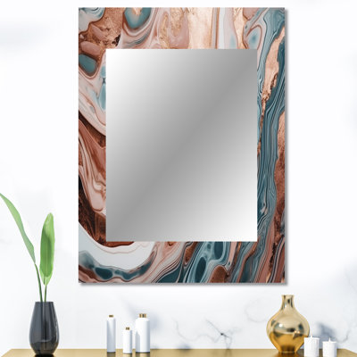Océan vagues fluidité en marbre II - décor de miroir mural unique en marbre, grand miroir moderne, art imprimé en métal