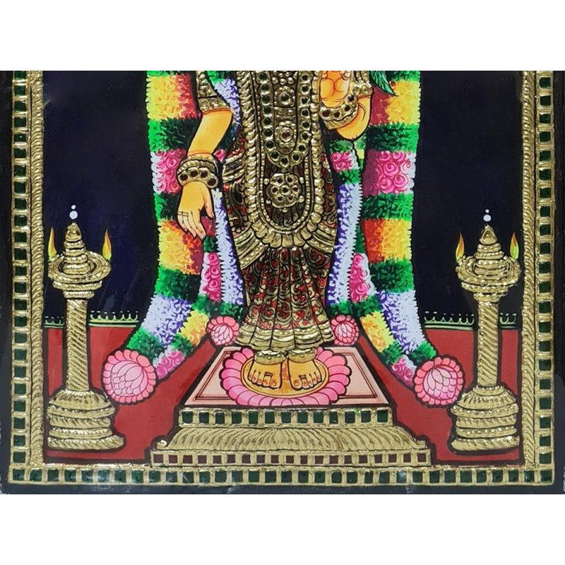 Déesse, peinture d'Andal Tanjore | Couleur naturelle avec travail doré