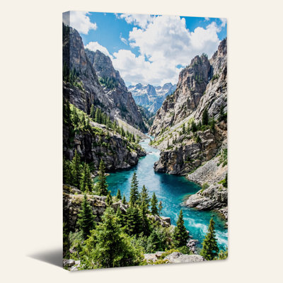 «Turquoise River In Rocky Canyon», art mural sur toile