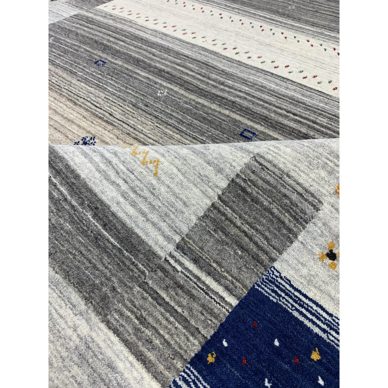 Classic Gabbeh Multicolor Hand Knotted Wool Multicolored Transitional Modern Area Rug, Rectangle 10' x 14'